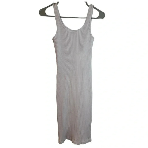 Aritzia Wilfred Free Ribbed Pink Size M Bodycon Tank Midi Dress - Picture 3 of 9